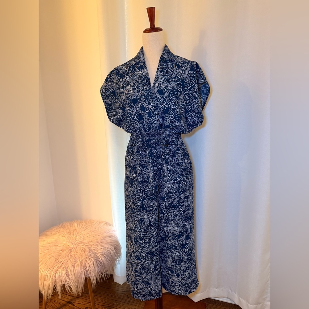 H&M Blue Floral Jumpsuit
